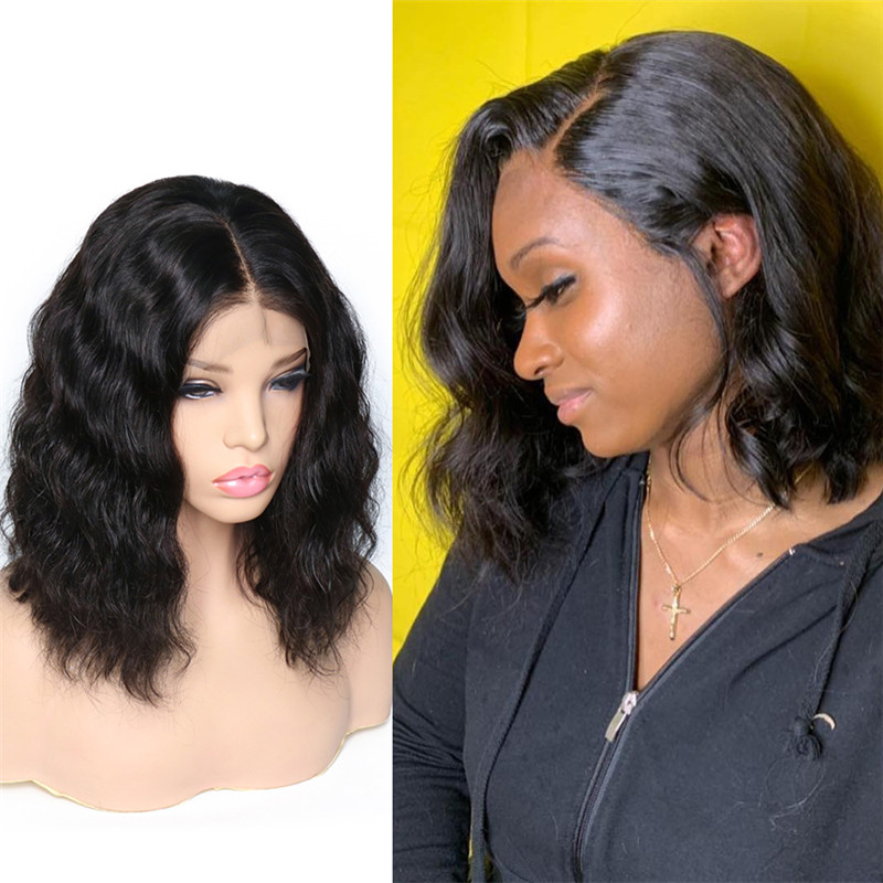 Summer Hair Colors For Black Females Short Hairstyles Body Wave Middle Side Part Bob Lace Wig